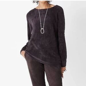 J Jill Wearever Chenille Sweater Women’s Sz L Rum Raisin Purple Boat Neck Dolman